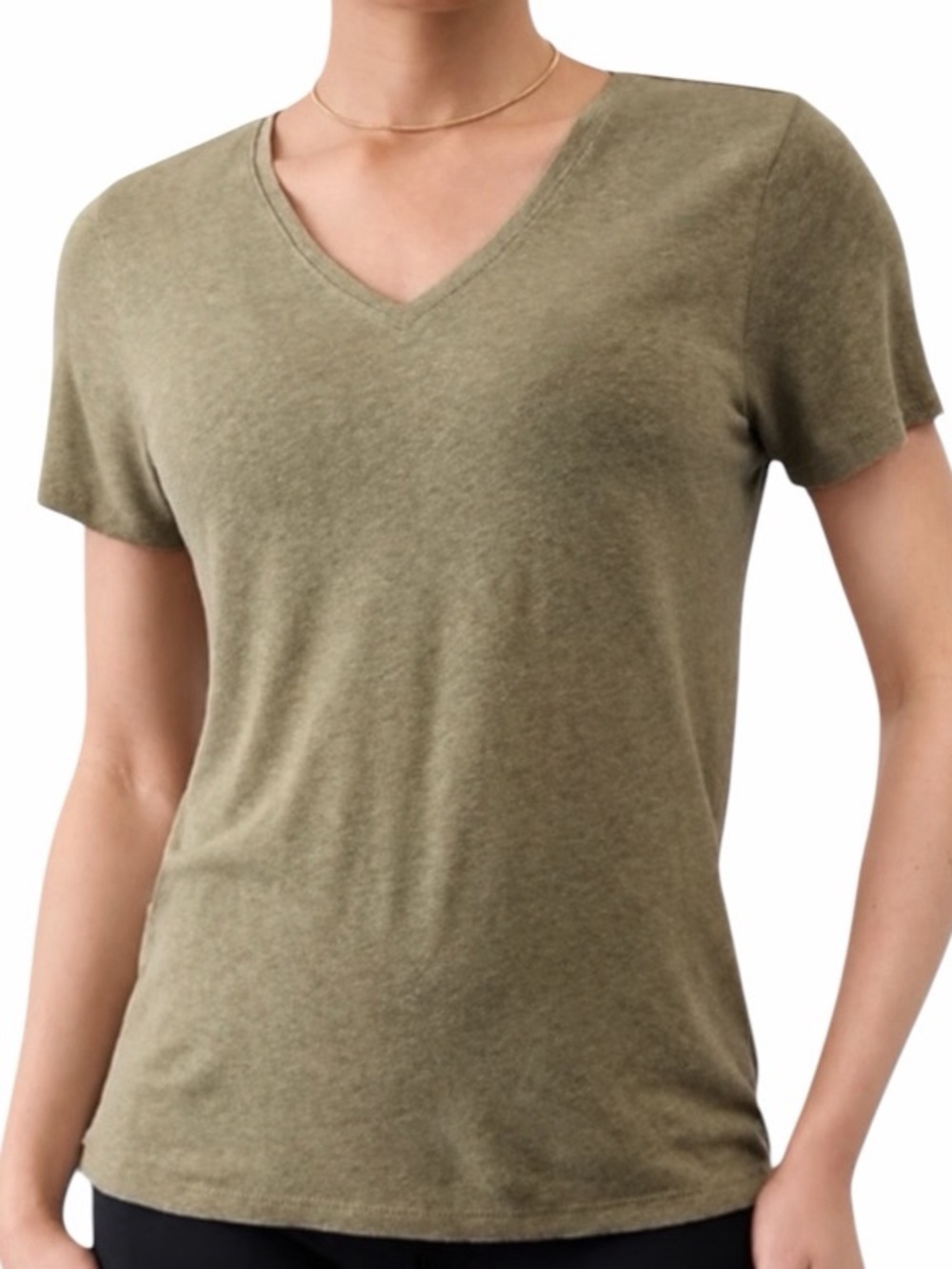 Athleta Women’s Breezy Scoop V-Neck Tee/ Top in green size small